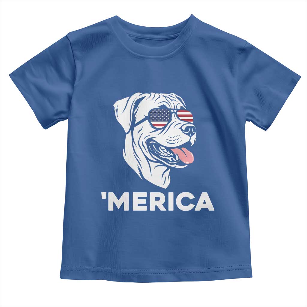 Patriotic Boxer Lover 4th Of July Dog Toddler T Shirt American Flag Merica Pride