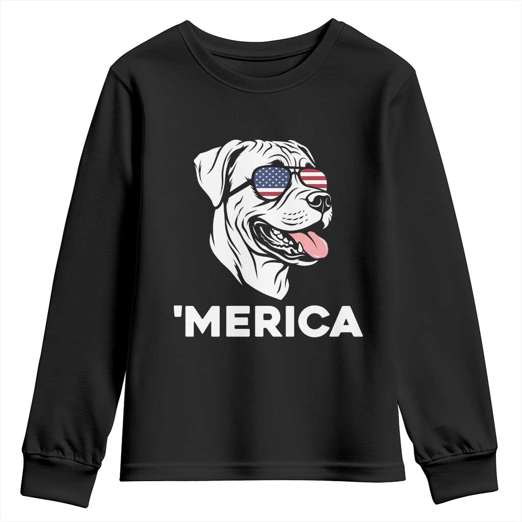 Patriotic Boxer Lover 4th Of July Dog Youth Sweatshirt American Flag Merica Pride