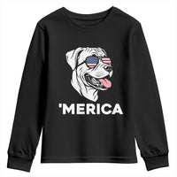 Patriotic Boxer Lover 4th Of July Dog Youth Sweatshirt American Flag Merica Pride