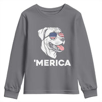 Patriotic Boxer Lover 4th Of July Dog Youth Sweatshirt American Flag Merica Pride