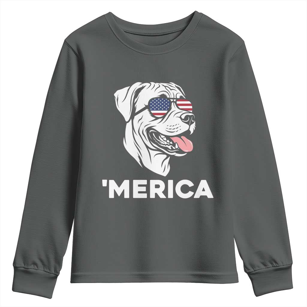Patriotic Boxer Lover 4th Of July Dog Youth Sweatshirt American Flag Merica Pride
