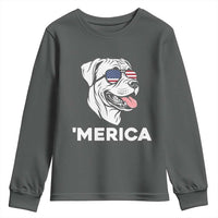 Patriotic Boxer Lover 4th Of July Dog Youth Sweatshirt American Flag Merica Pride