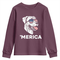 Patriotic Boxer Lover 4th Of July Dog Youth Sweatshirt American Flag Merica Pride