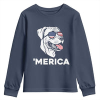 Patriotic Boxer Lover 4th Of July Dog Youth Sweatshirt American Flag Merica Pride