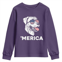 Patriotic Boxer Lover 4th Of July Dog Youth Sweatshirt American Flag Merica Pride