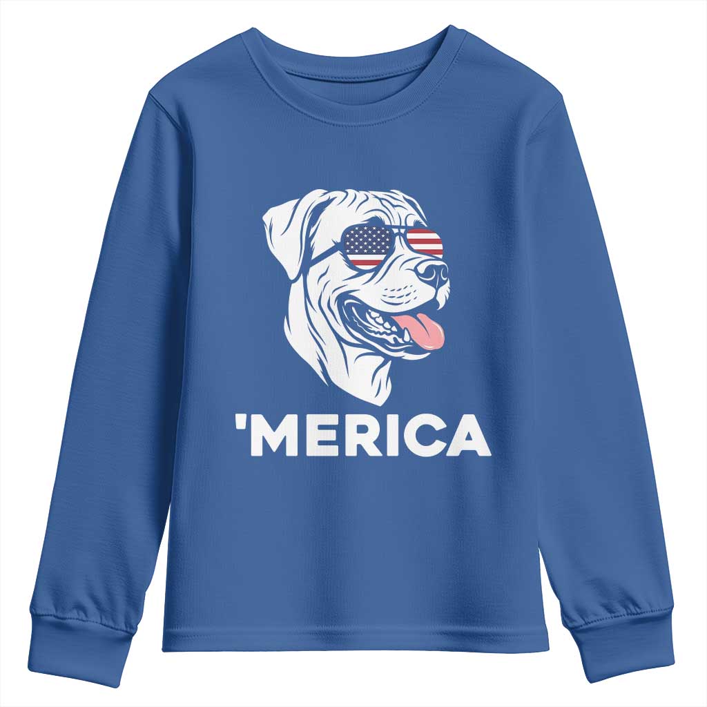 Patriotic Boxer Lover 4th Of July Dog Youth Sweatshirt American Flag Merica Pride