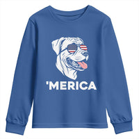 Patriotic Boxer Lover 4th Of July Dog Youth Sweatshirt American Flag Merica Pride