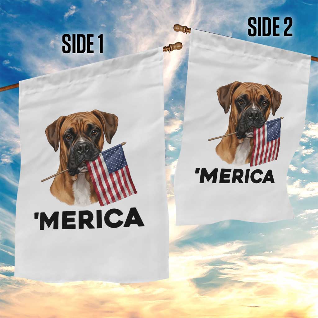 Merica Patriotic Boxer Mom Dad Gift Garden Flag Merica 4th Of July