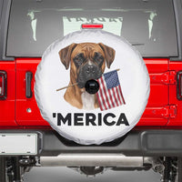 Merica Patriotic Boxer Mom Dad Gift Spare Tire Cover Merica 4th Of July