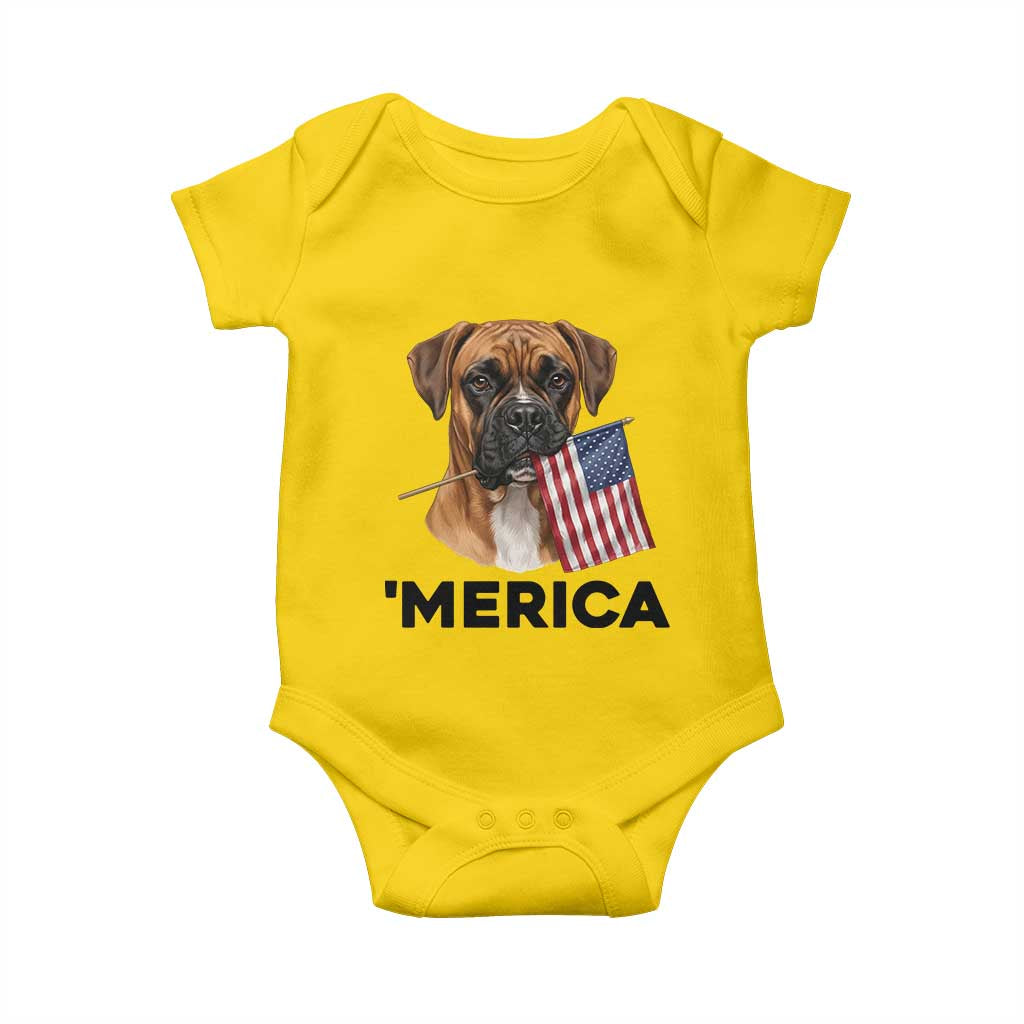 Merica Patriotic Boxer Mom Dad Gift Baby Onesie Merica 4th Of July