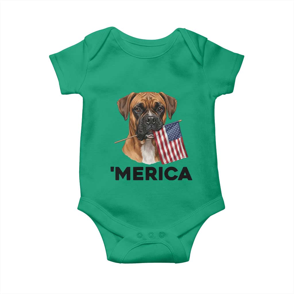 Merica Patriotic Boxer Mom Dad Gift Baby Onesie Merica 4th Of July