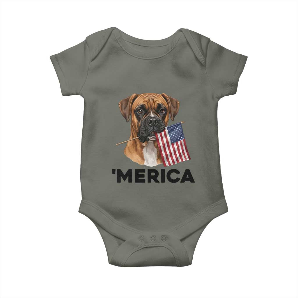 Merica Patriotic Boxer Mom Dad Gift Baby Onesie Merica 4th Of July