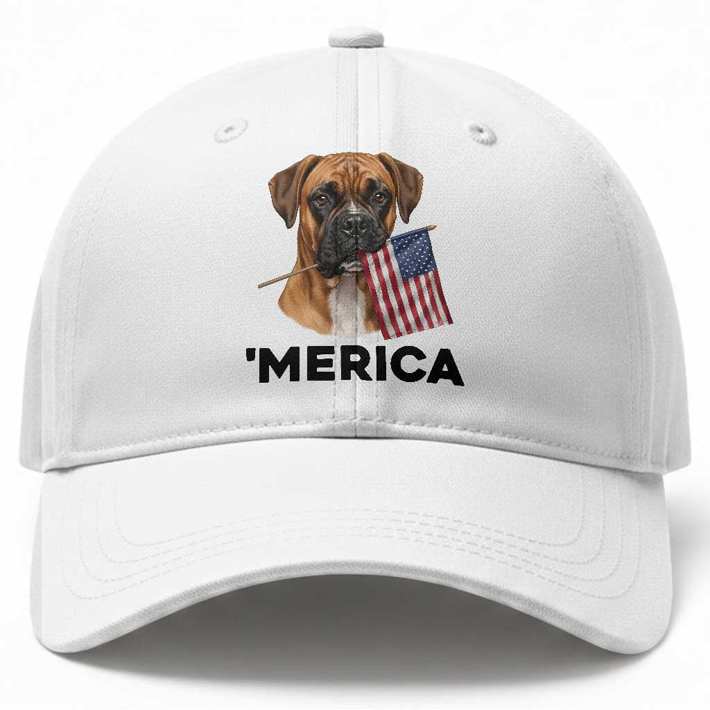 Merica Patriotic Boxer Mom Dad Gift Baseball Cap Merica 4th Of July