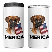 Merica Patriotic Boxer Mom Dad Gift 4 in 1 Can Cooler Tumbler Merica 4th Of July