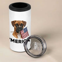 Merica Patriotic Boxer Mom Dad Gift 4 in 1 Can Cooler Tumbler Merica 4th Of July