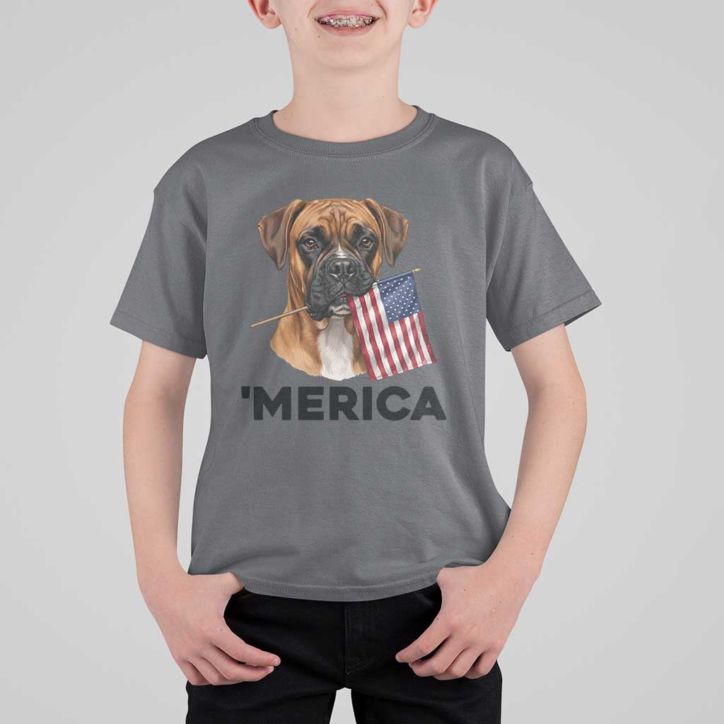 Merica Patriotic Boxer Mom Dad Gift T Shirt For Kid Merica 4th Of July