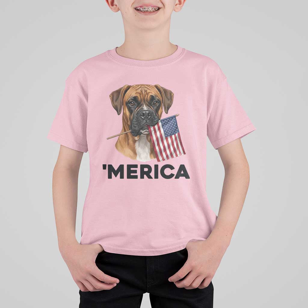 Merica Patriotic Boxer Mom Dad Gift T Shirt For Kid Merica 4th Of July