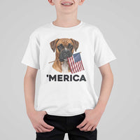 Merica Patriotic Boxer Mom Dad Gift T Shirt For Kid Merica 4th Of July