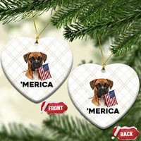 Merica Patriotic Boxer Mom Dad Gift Ceramic Ornament Merica 4th Of July