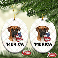 Merica Patriotic Boxer Mom Dad Gift Ceramic Ornament Merica 4th Of July