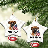 Merica Patriotic Boxer Mom Dad Gift Ceramic Ornament Merica 4th Of July