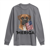 Merica Patriotic Boxer Mom Dad Gift Long Sleeve Shirt Merica 4th Of July
