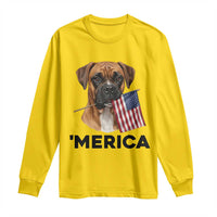 Merica Patriotic Boxer Mom Dad Gift Long Sleeve Shirt Merica 4th Of July