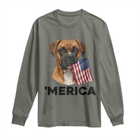 Merica Patriotic Boxer Mom Dad Gift Long Sleeve Shirt Merica 4th Of July
