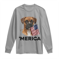 Merica Patriotic Boxer Mom Dad Gift Long Sleeve Shirt Merica 4th Of July