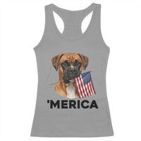 Merica Patriotic Boxer Mom Dad Gift Racerback Tank Top Merica 4th Of July