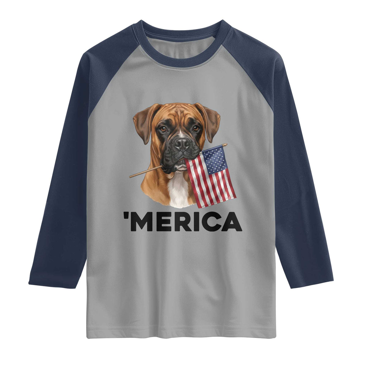 Merica Patriotic Boxer Mom Dad Gift Raglan Shirt Merica 4th Of July