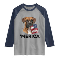 Merica Patriotic Boxer Mom Dad Gift Raglan Shirt Merica 4th Of July