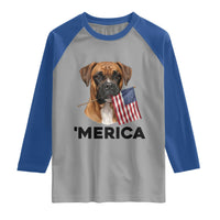 Merica Patriotic Boxer Mom Dad Gift Raglan Shirt Merica 4th Of July