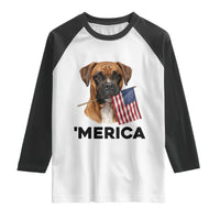 Merica Patriotic Boxer Mom Dad Gift Raglan Shirt Merica 4th Of July
