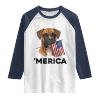 Merica Patriotic Boxer Mom Dad Gift Raglan Shirt Merica 4th Of July