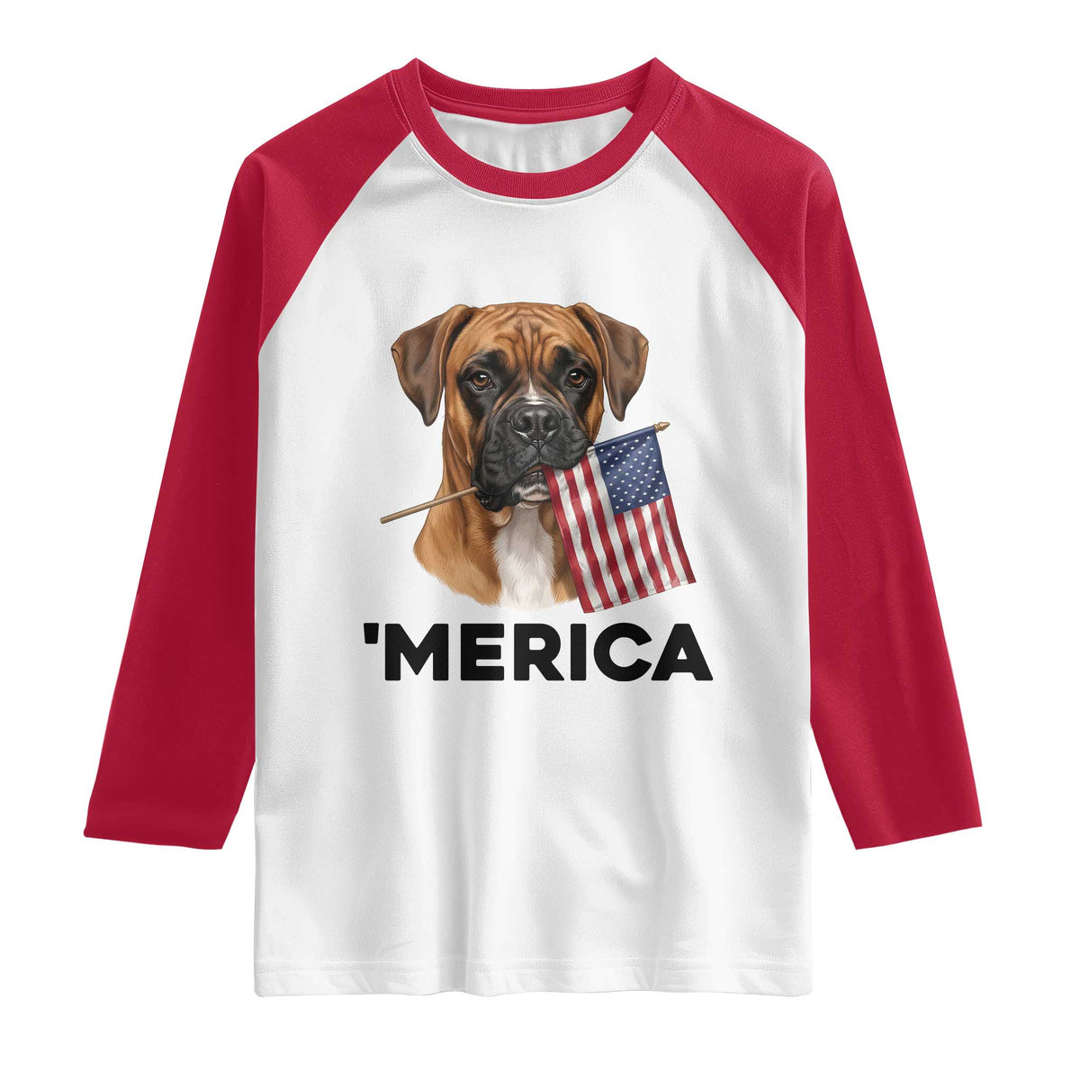Merica Patriotic Boxer Mom Dad Gift Raglan Shirt Merica 4th Of July