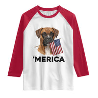 Merica Patriotic Boxer Mom Dad Gift Raglan Shirt Merica 4th Of July