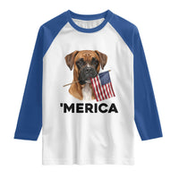 Merica Patriotic Boxer Mom Dad Gift Raglan Shirt Merica 4th Of July