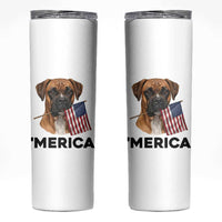 Merica Patriotic Boxer Mom Dad Gift Skinny Tumbler Merica 4th Of July
