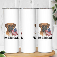 Merica Patriotic Boxer Mom Dad Gift Skinny Tumbler Merica 4th Of July