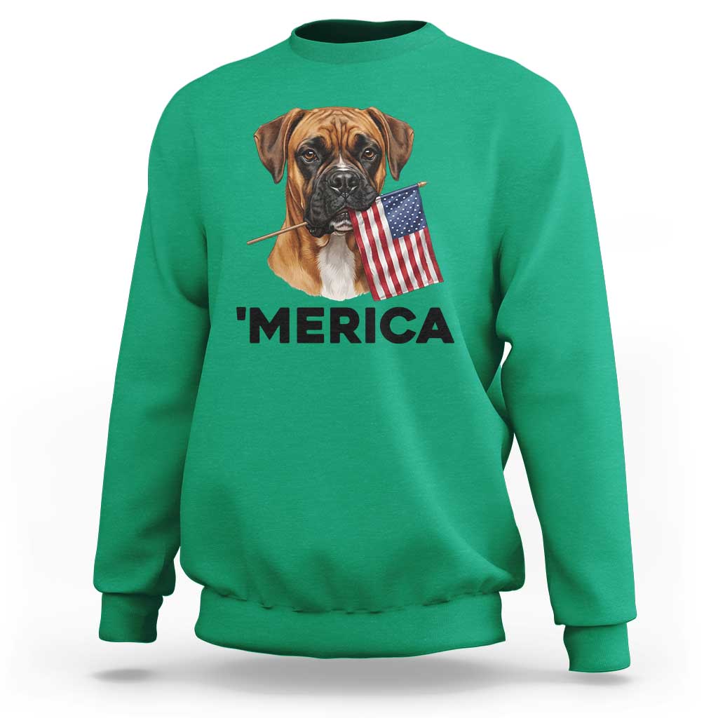 Merica Patriotic Boxer Mom Dad Gift Sweatshirt Merica 4th Of July