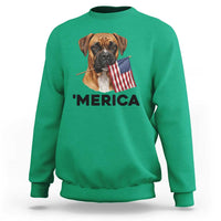 Merica Patriotic Boxer Mom Dad Gift Sweatshirt Merica 4th Of July