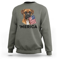 Merica Patriotic Boxer Mom Dad Gift Sweatshirt Merica 4th Of July
