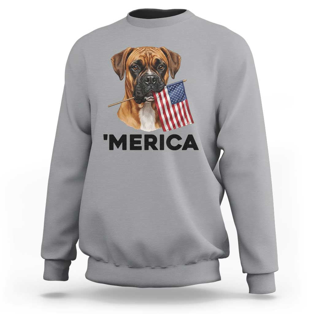 Merica Patriotic Boxer Mom Dad Gift Sweatshirt Merica 4th Of July