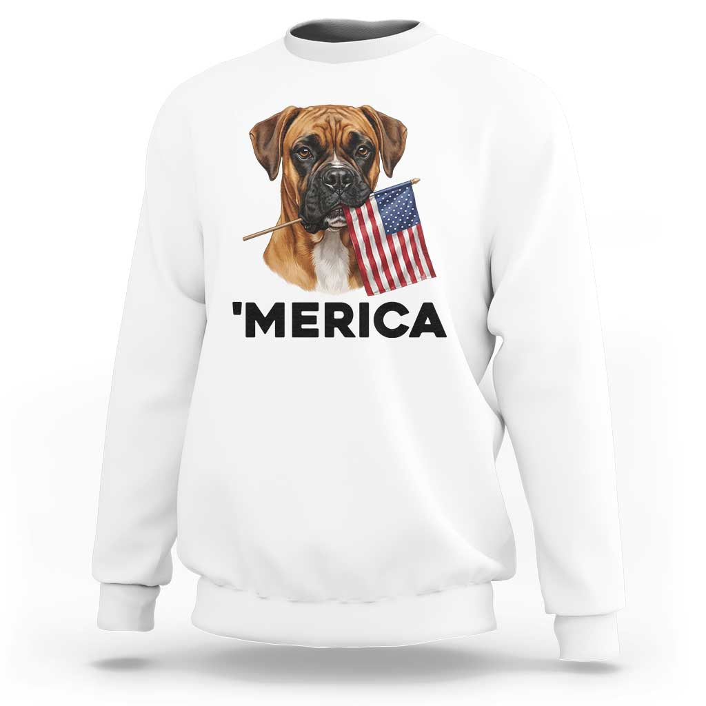 Merica Patriotic Boxer Mom Dad Gift Sweatshirt Merica 4th Of July