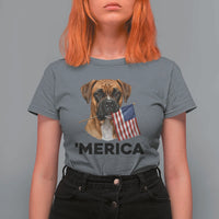 Merica Patriotic Boxer Mom Dad Gift T Shirt For Women Merica 4th Of July