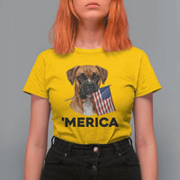 Merica Patriotic Boxer Mom Dad Gift T Shirt For Women Merica 4th Of July