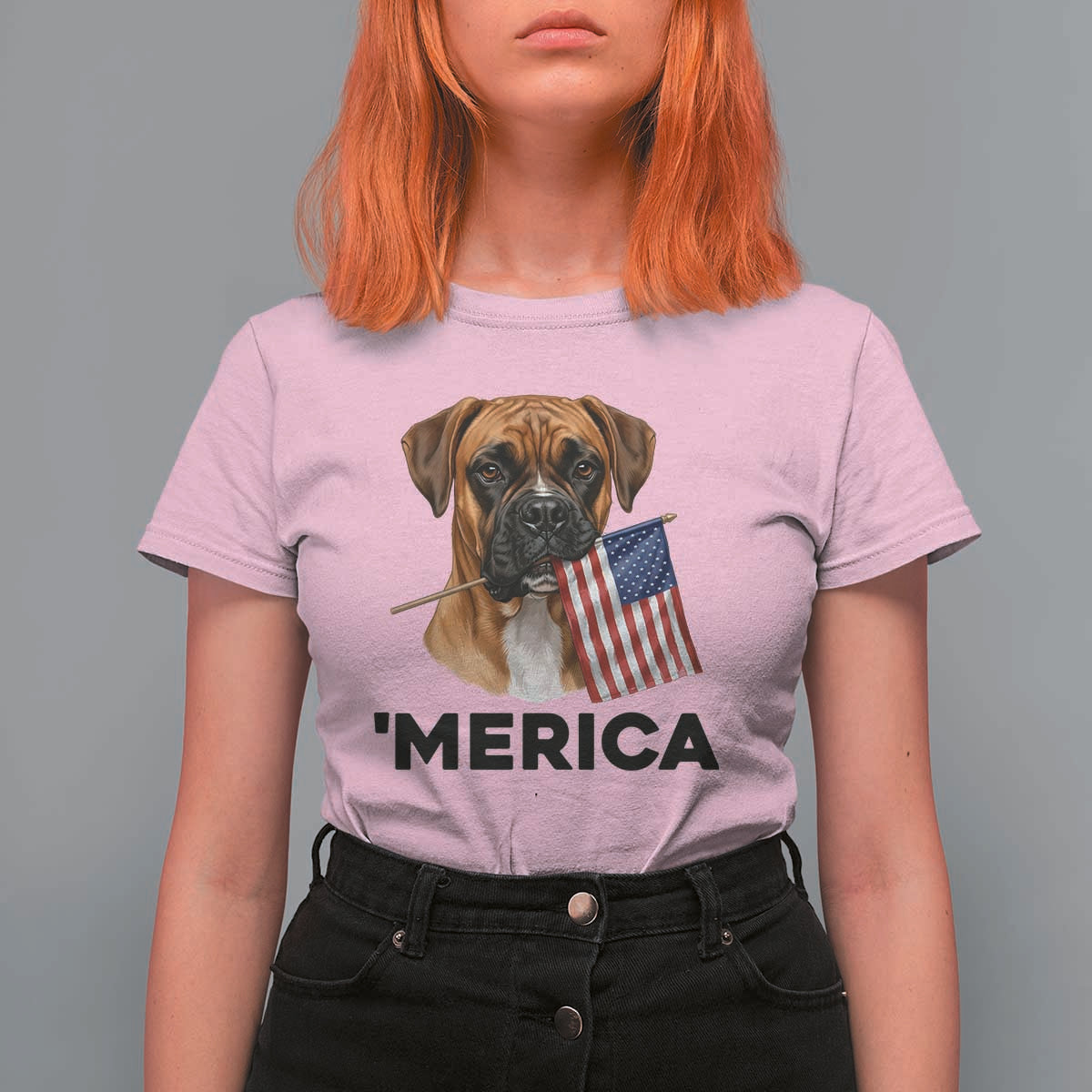 Merica Patriotic Boxer Mom Dad Gift T Shirt For Women Merica 4th Of July