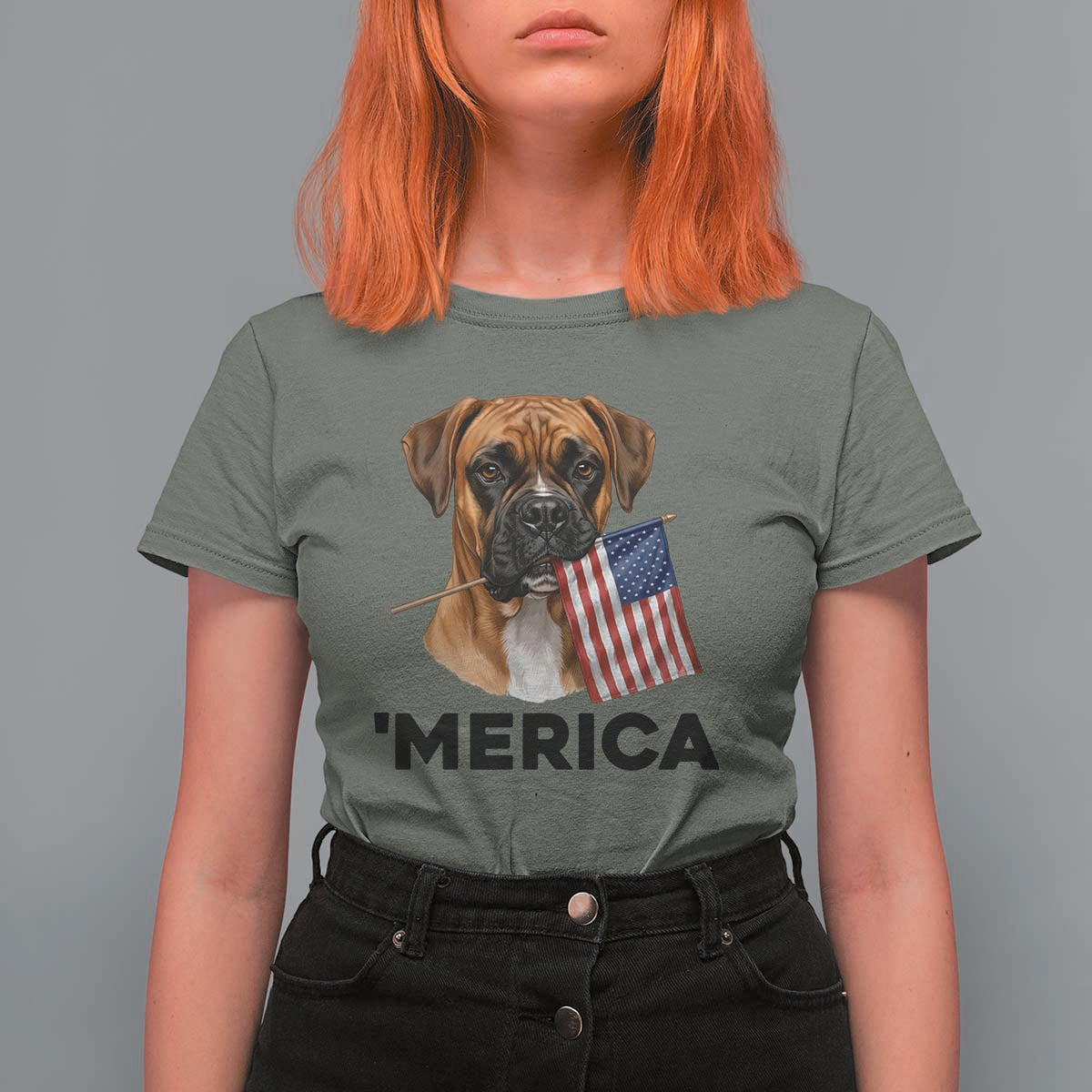 Merica Patriotic Boxer Mom Dad Gift T Shirt For Women Merica 4th Of July