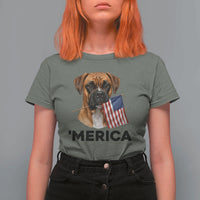 Merica Patriotic Boxer Mom Dad Gift T Shirt For Women Merica 4th Of July